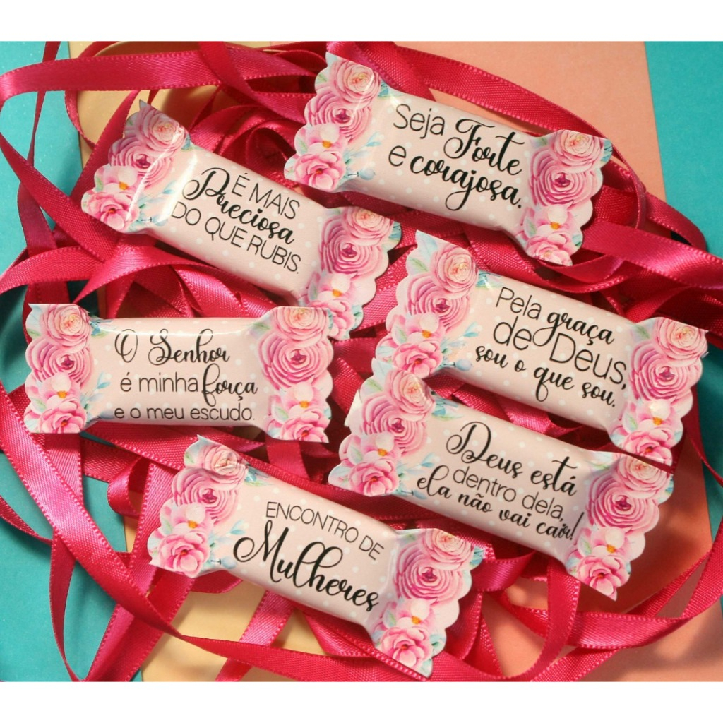 50 balas personalizadas para festa infantil Lembrancinhas Encontro de mulheres