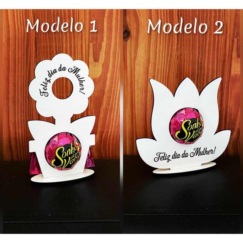 Kit de Porta Bombom Dia Mulher Presente Criativo em MDF