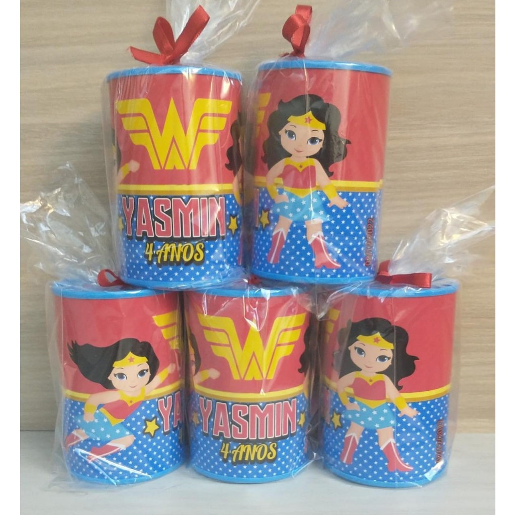 15 cofrinhos personalizado para festa infantil lembrancinha Mulher Maravilha
