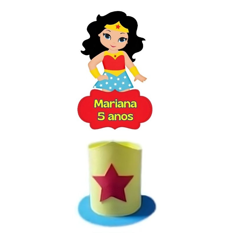 Centro de Mesa Mulher Maravilha Personalizado ( Selecione a quantidade desejada)