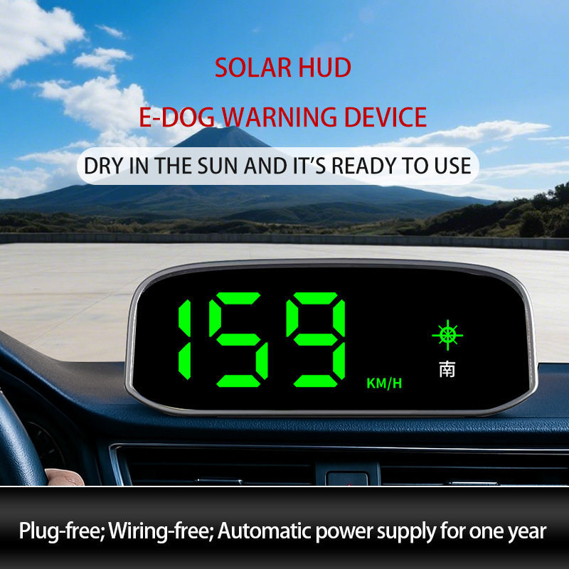 [Affordable choice] Solar-powered electronic vehicle HUD Head-up display speedometer KMH/MPH Driver Safety Warning Devic