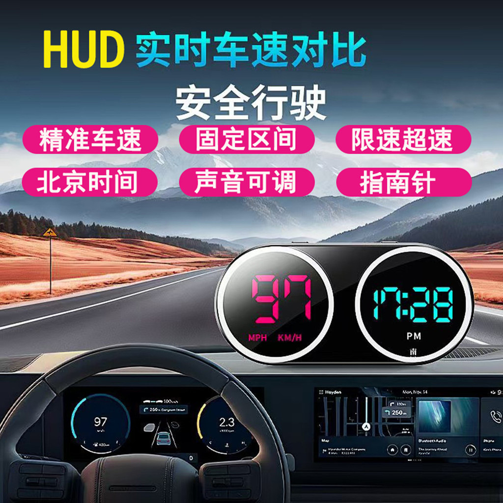 [Good Deals] 2026New universal car mount HUD Head-up display driving safety warning device electronic GPS Radar Speed De