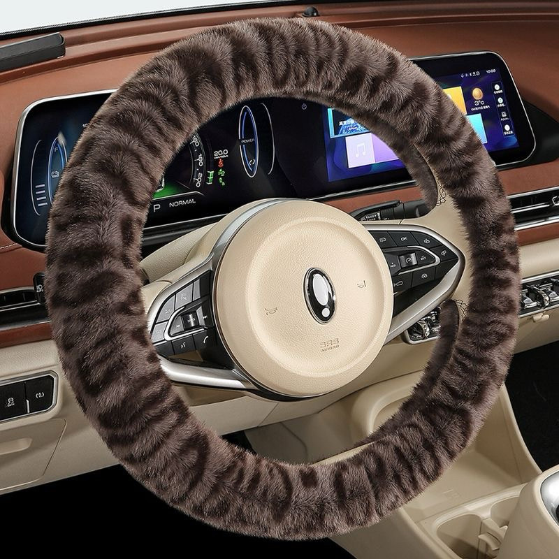 Comfortable Driving Steering Wheel Cover Cozy Accessory Winter for 37.5-38.5Inch Car Wheels Soft Fuzzy Plush Auto PVC