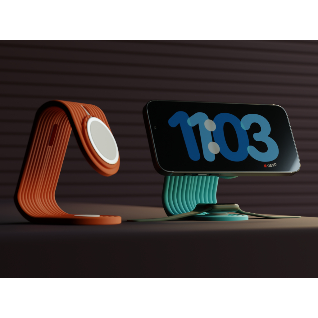 Suporte de Carregamento Magsafe iPhone e Apple Watch Elegante e Moderno