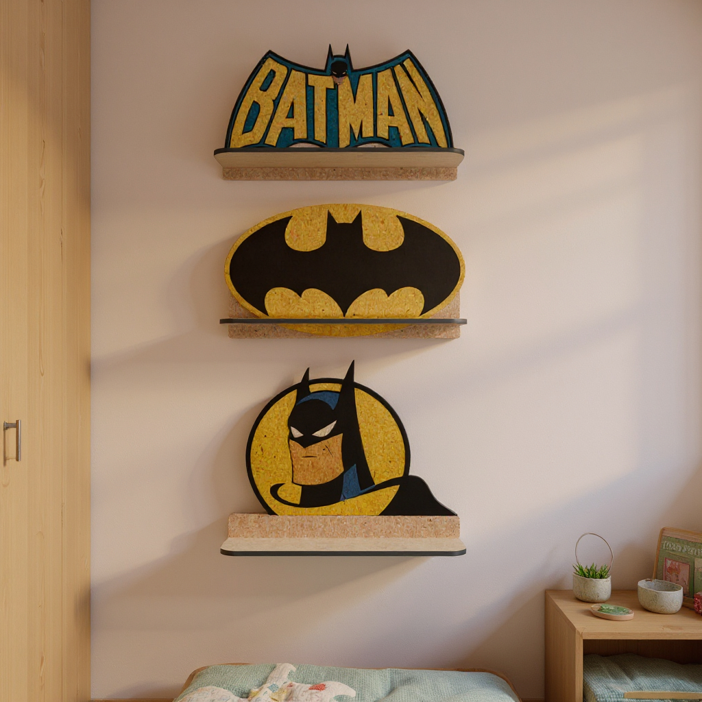 Kit Prateleiras Batman 32x20cm Suporte Organizador para quarto sala