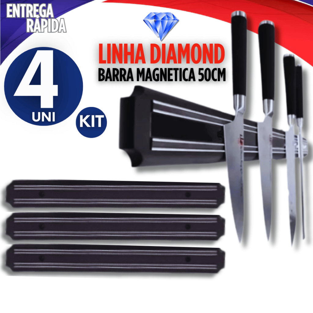 Kit 4 Barra Suporte Magnética Parede Porta Faca Ferramentas Organizador Utensílios Imã Faqueiro qualidade garantida