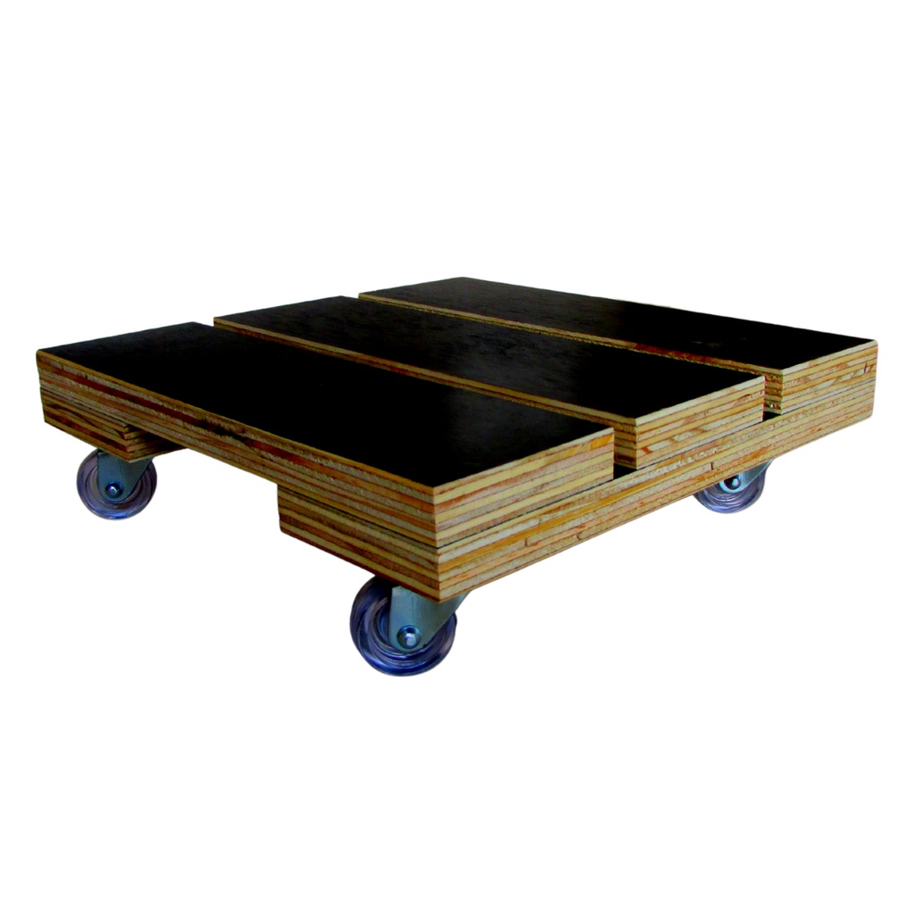 Kit 2 Suportes quadrados ripados 30 cm com rodízios  em polipropileno - Resistente à umidade
