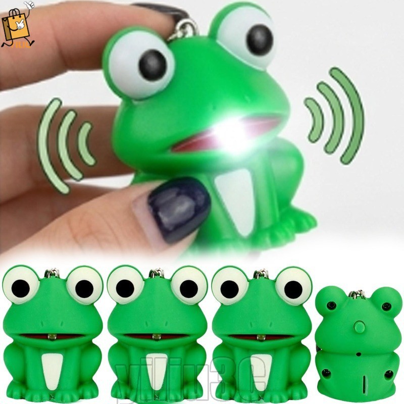 [Prim] 1/3/5 Unidades Chaveiro De Luz E Som LED Olhos De Sapo-Pingente De Animal De Desenho Animado-Chaveiros De Ilumina