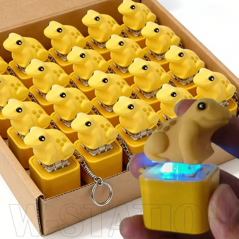 3-1Pcs Chaveiro Com Botão De Sapo Dourado-Decoração Suspensa De Bolsa Kawaii-Pingente De-Som De Animal-Brinquedo Clicker