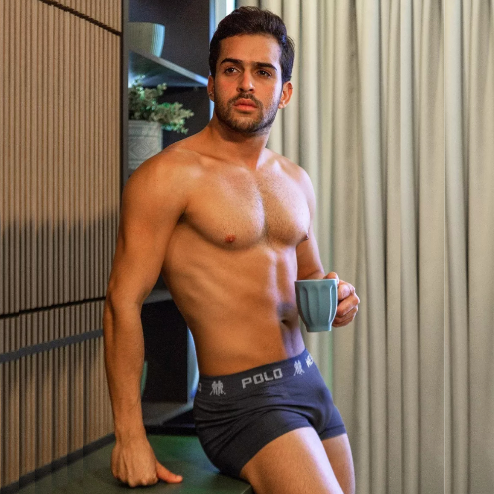 Cueca Polo Wear Boxer Elastico Masculina Microfibra Lisa Sortida Confortavel Adulto Pronta Entrega