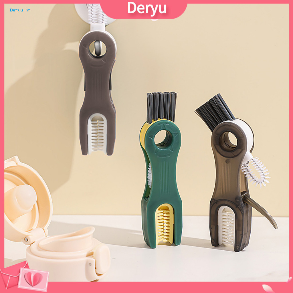 4-in-1 Cleaning Brush Cup Lid Multi-use Tool for Ice Trays Tea Cups Milk Bottles – Bristle Corner with Hook Remover fo