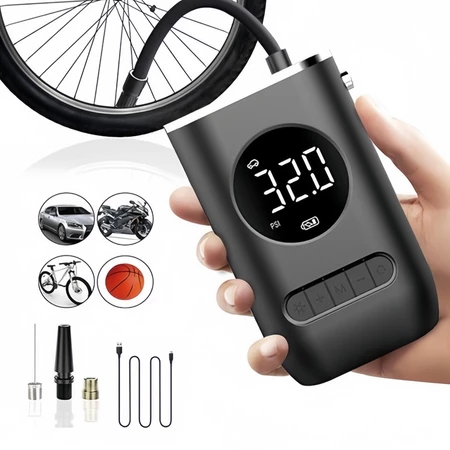 Bomba de Ar Digital Mini Compressor Calibrador de Pneus Carro Moto Bike Com Lanterna Led Portátil