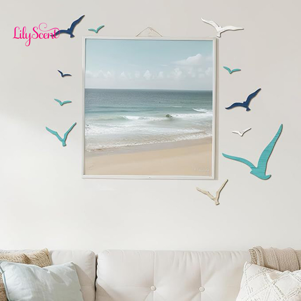 Wooden Seagull Ornaments Small Wood Bird 11 Pcs Handmade Nautical Wall Art Coastal Sea Sculpture Vintage Beach Home Bath