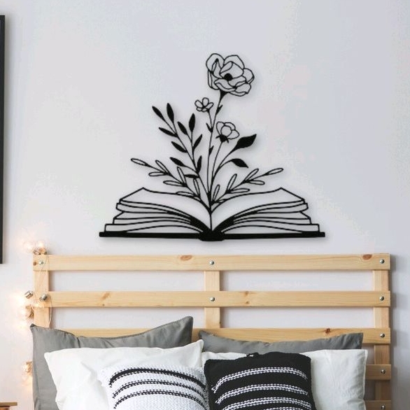 Quadro decoração Livro Florido aplique parede Vazado Decorativo Cantinho Da Leitura Biblioteca Mdf