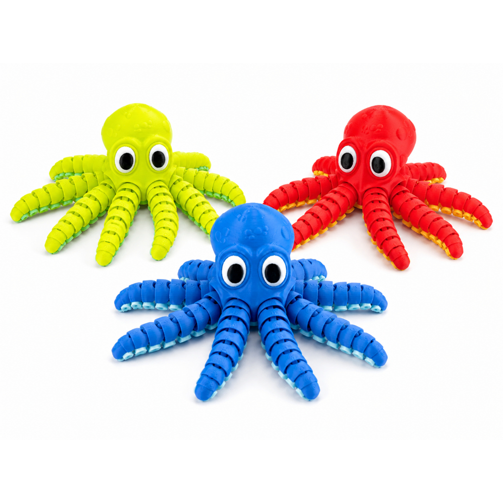 Polvo Articulado Flexível  – Brinquedo Antiestresse Decorativo Colorido