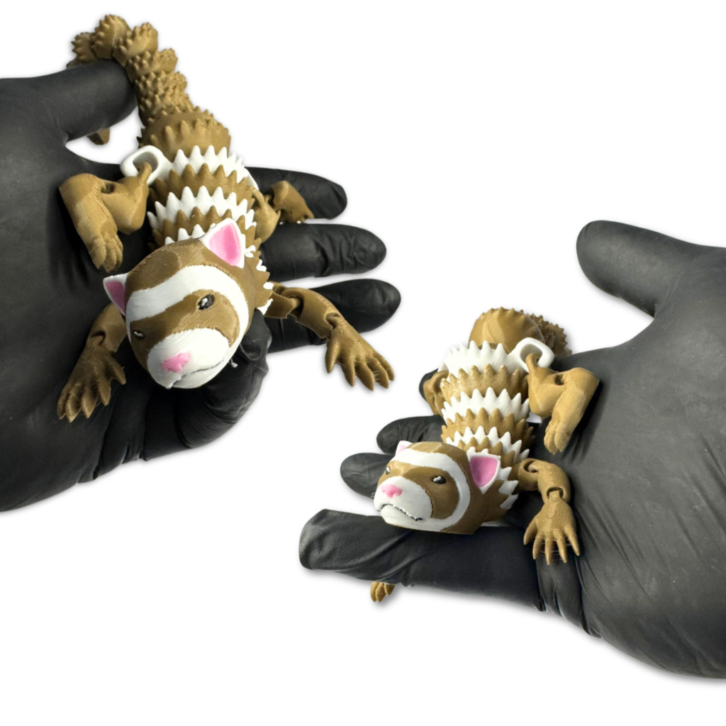 Furão Articulado Realista | 23cm | Impressão 3D | Brinquedo Decorativo Anti Estresse