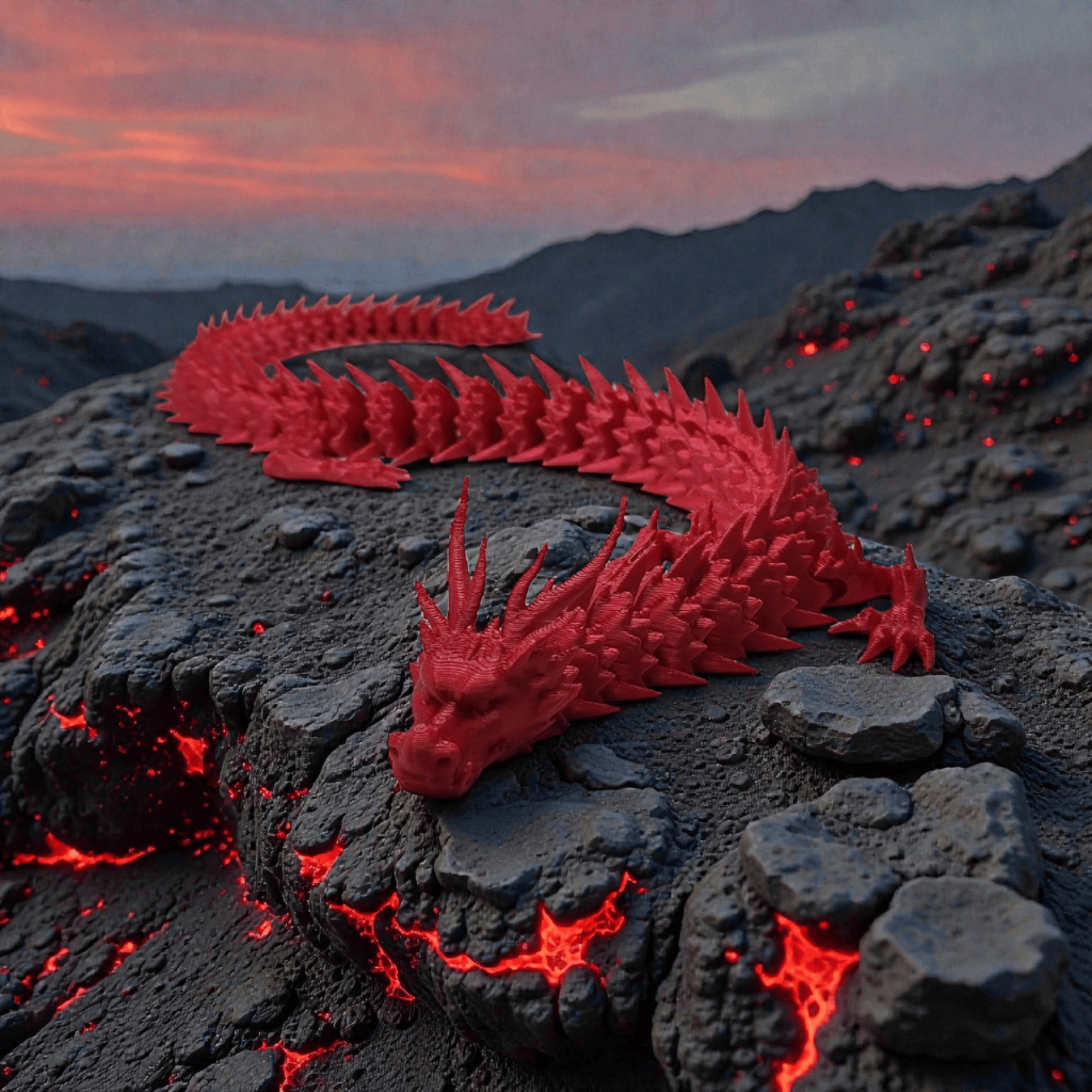 Dragão Articulado Flexível | Impressão 3D | Decorativo Geek | Colecionável Realista | 42cm