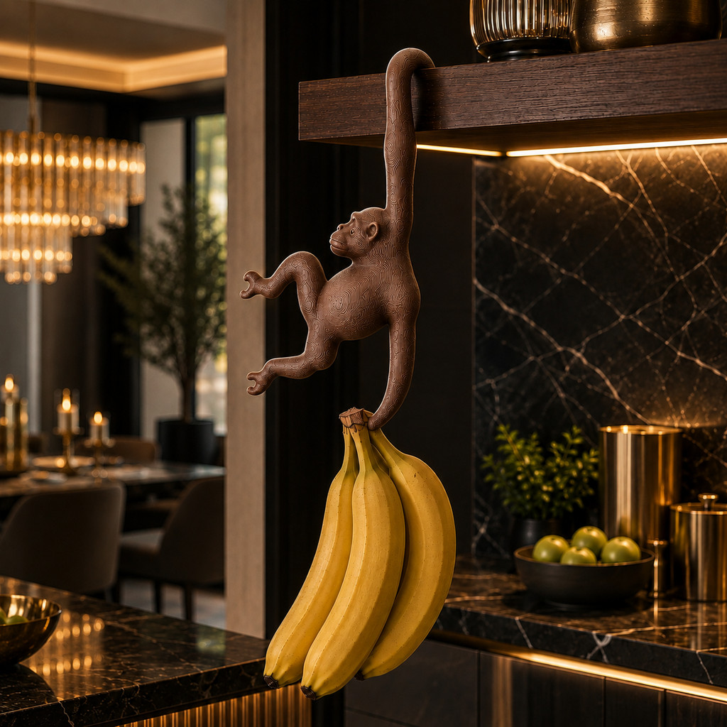 Suporte para Banana Macaco Articulado Decorativo Organizador de Frutas Cozinha