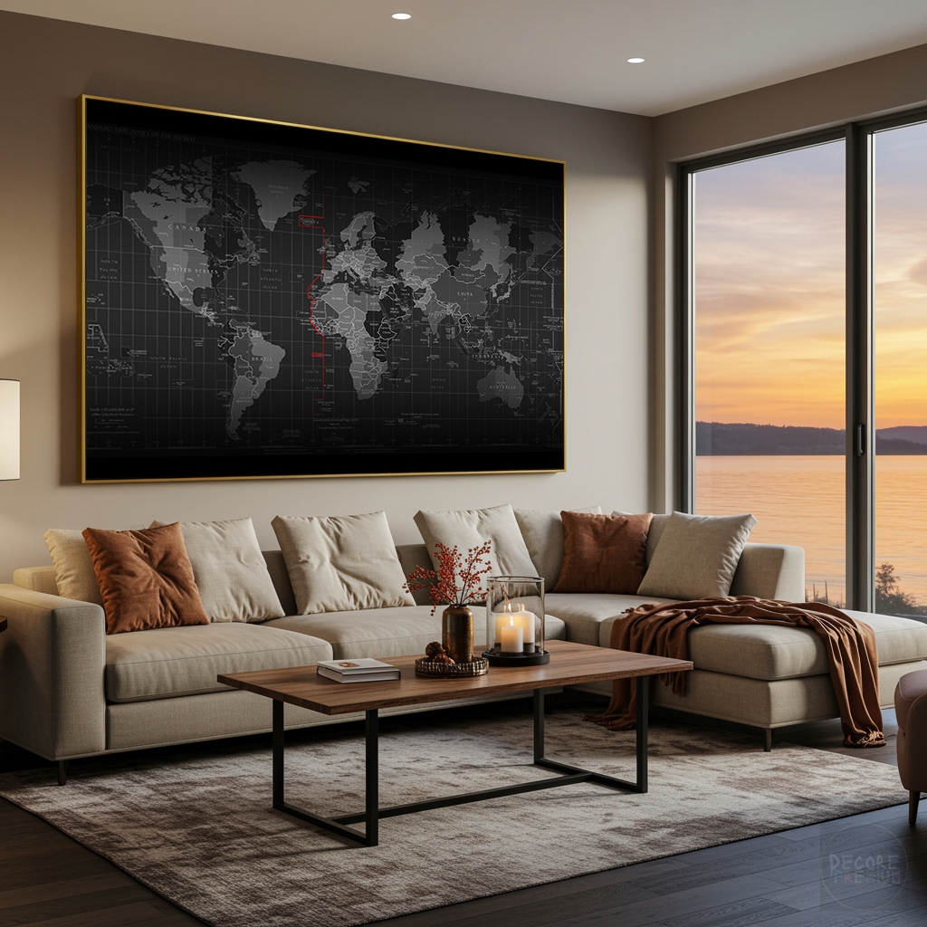 Quadro Canvas Mapa Mundi Moderno Vintage Grande