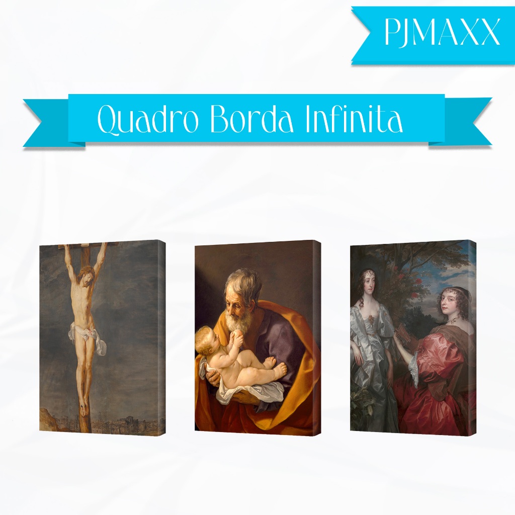quadro decorativo sala Borda Infinita Canva Barroco Elegante Vintage Efeito Pincelada Quarto Sala Cozinha