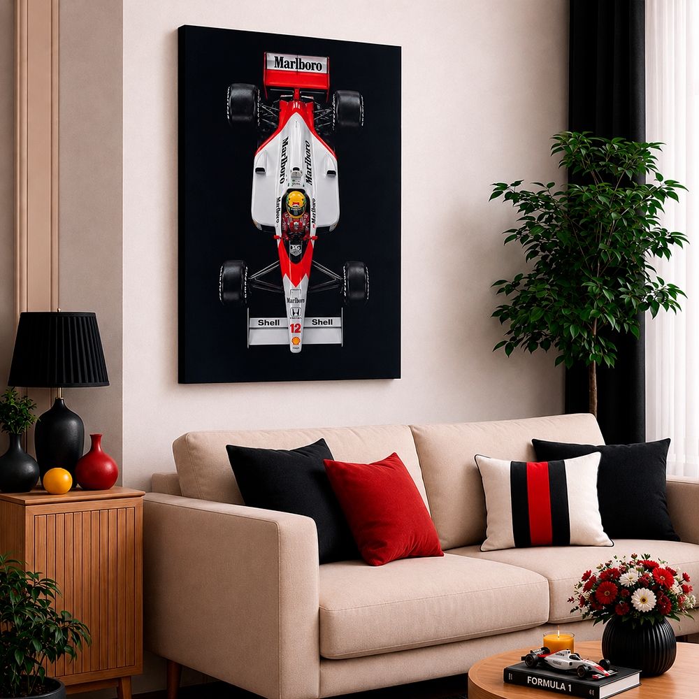 Quadro Decorativo Carro de Corrida F1 Retrô Canvas Automobilismo Vintage para Sala Quarto