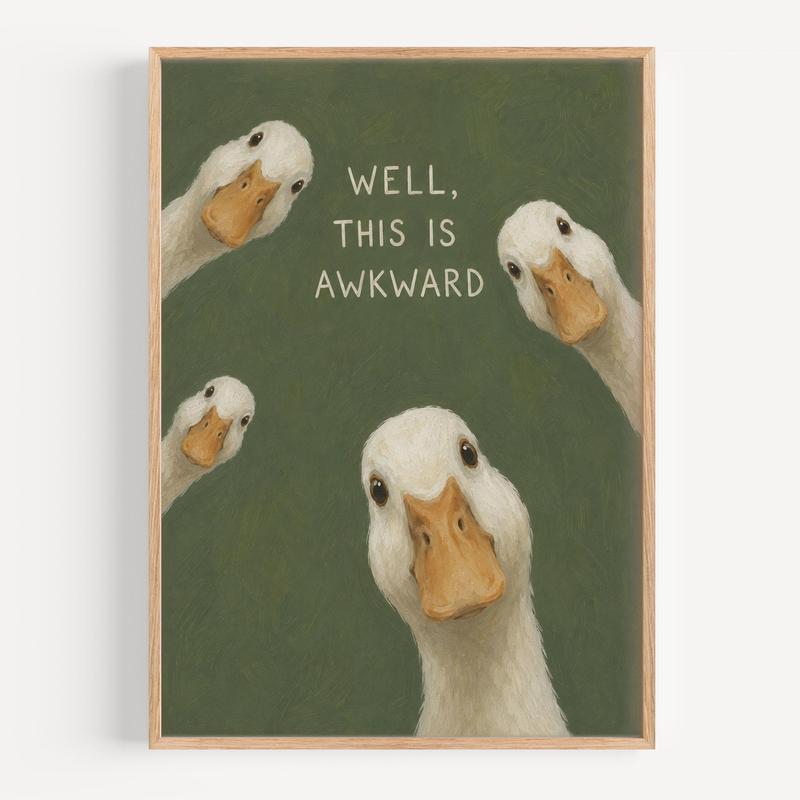 Funny Goose Duck Poster Vintage Animal Canvas Wall Art for Bathroom Toilet Home Decor Quirky Gift