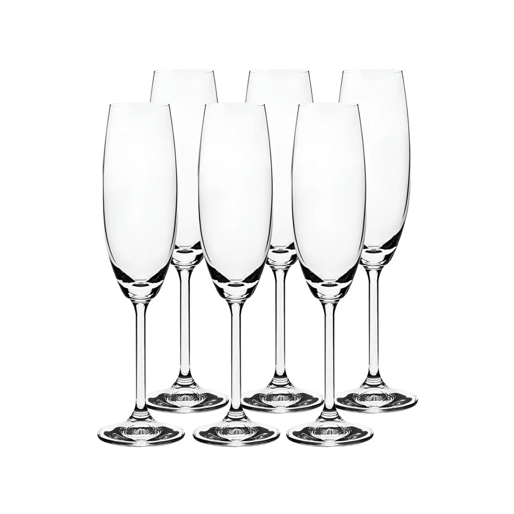 Conjunto de 6 taças flauta em cristal linha gastro vino 220ml - Bohemia
