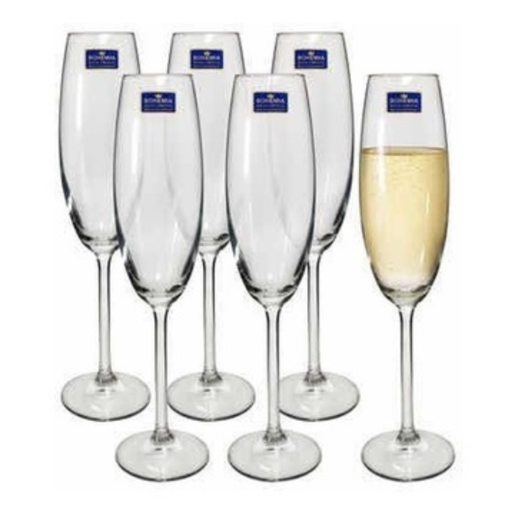 Jogo 6 Taças De Champagne Bohemia Cristal Colibri Collection 220ml