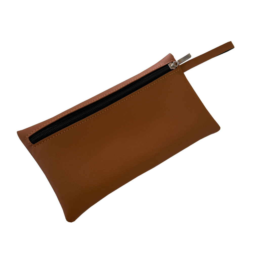 Bolsa Nécessaire de Mão em Couro Ecológico Caramelo