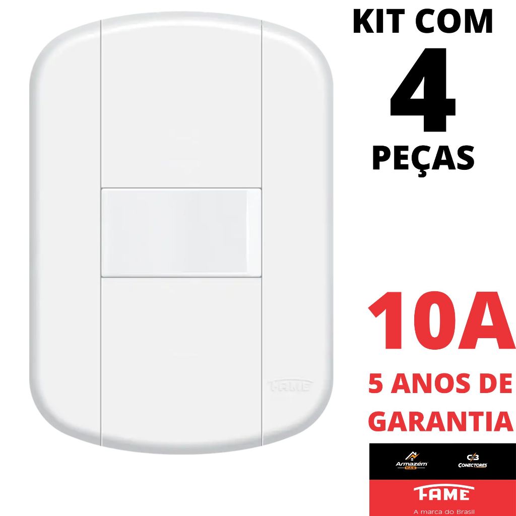4un Interruptor Paralelo Three Way 10A Com Placa Blanc Mais FAME