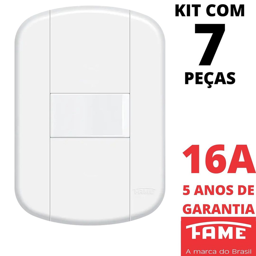 7un Interruptor Paralelo Three Way 10A Com Placa Blanc Mais FAME