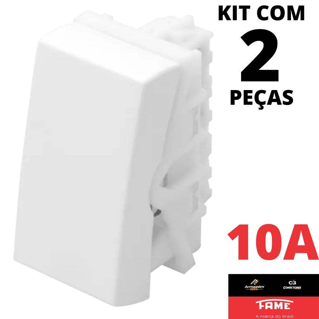 2un Módulo Interruptor Paralelo Three Way 10A Modulare Evidence Blanc Mais FAME