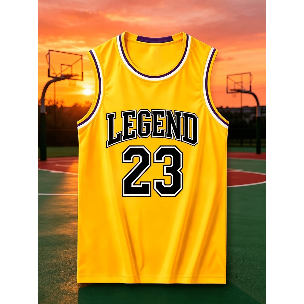 Amarelo Não. 23 Colete de Basquete Uniforme de Competição Colete Esportivo de Basquete Americano Masculino Primavera Ver