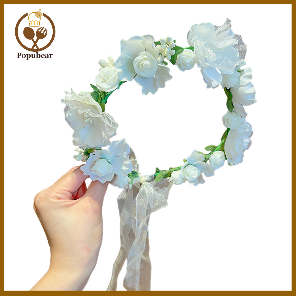 Performance Prop Hairband Hair Accessory Women’s Flower Lace-up Adjustable Anti-slip Princess Style Fairy Floral Wreat
