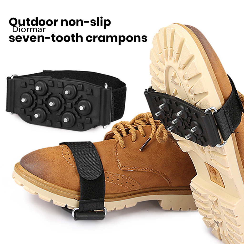 7 Spikes Ice Cleats Durable Snow Traction 1 Pair with Adjustable Anti-slip Fastener Tape for Winter Outdoor Hiking Climb