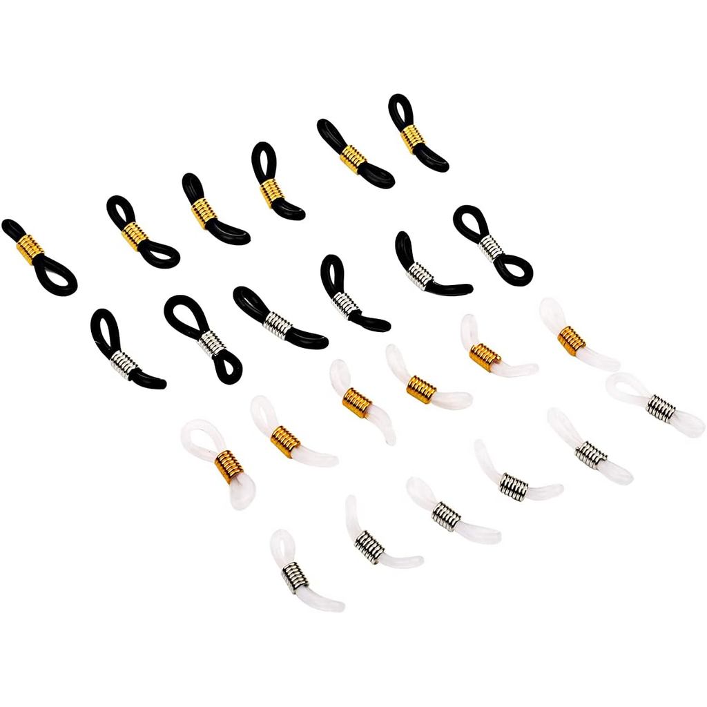 Eyeglass Chain Ends Adjustable Rubber Ends Connectors Anti-slip Strap Holder Chain Loops for Eye Glasses (4 Colors, 24 P