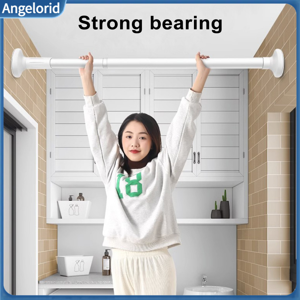 Shower Curtain Rod Retractable Clothes Drying No Drill Adjustable Tension Pole with Anti-slip Pads Strong Load Bearing f