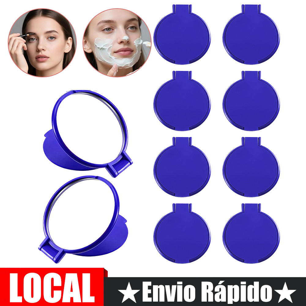10 pçs plástico redondo flip espelho 6.2x7cm portátil espelho de maquiagem flip espelho disponível impressão uv DIY padr