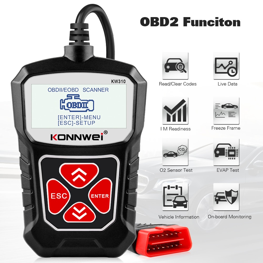 KONNWEI KW310 OBD2 Scanner Para Auto OBD 2 Carro Ferramenta De Diagnóstico Automotivo Ferramentas Do Idioma Russo PK Elm
