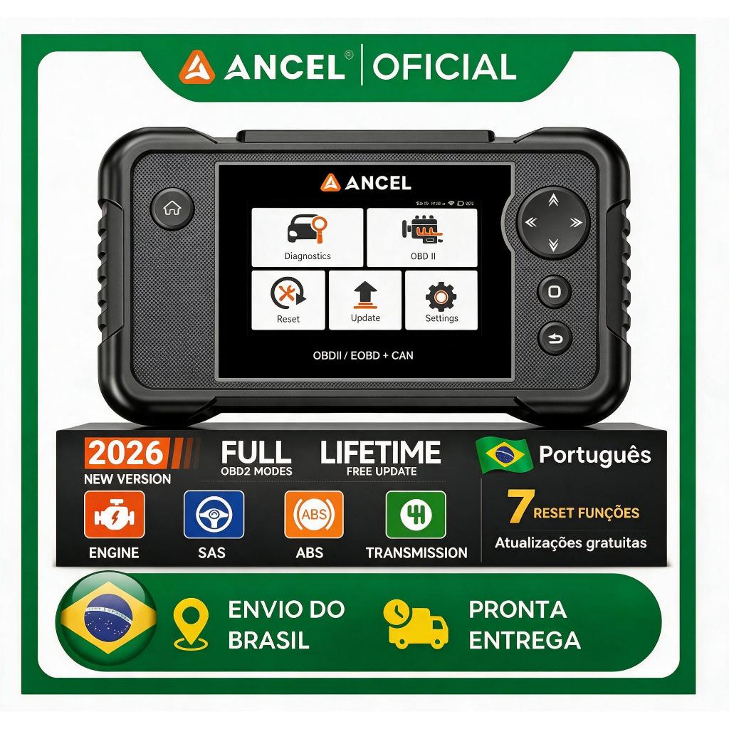 Scanner Automotivo ANCEL FX2000 PRO OBD2 Diagnóstico ABS SRS Motor Câmbio 7 Funções Auto VIN WiFi Português, PK crp123i