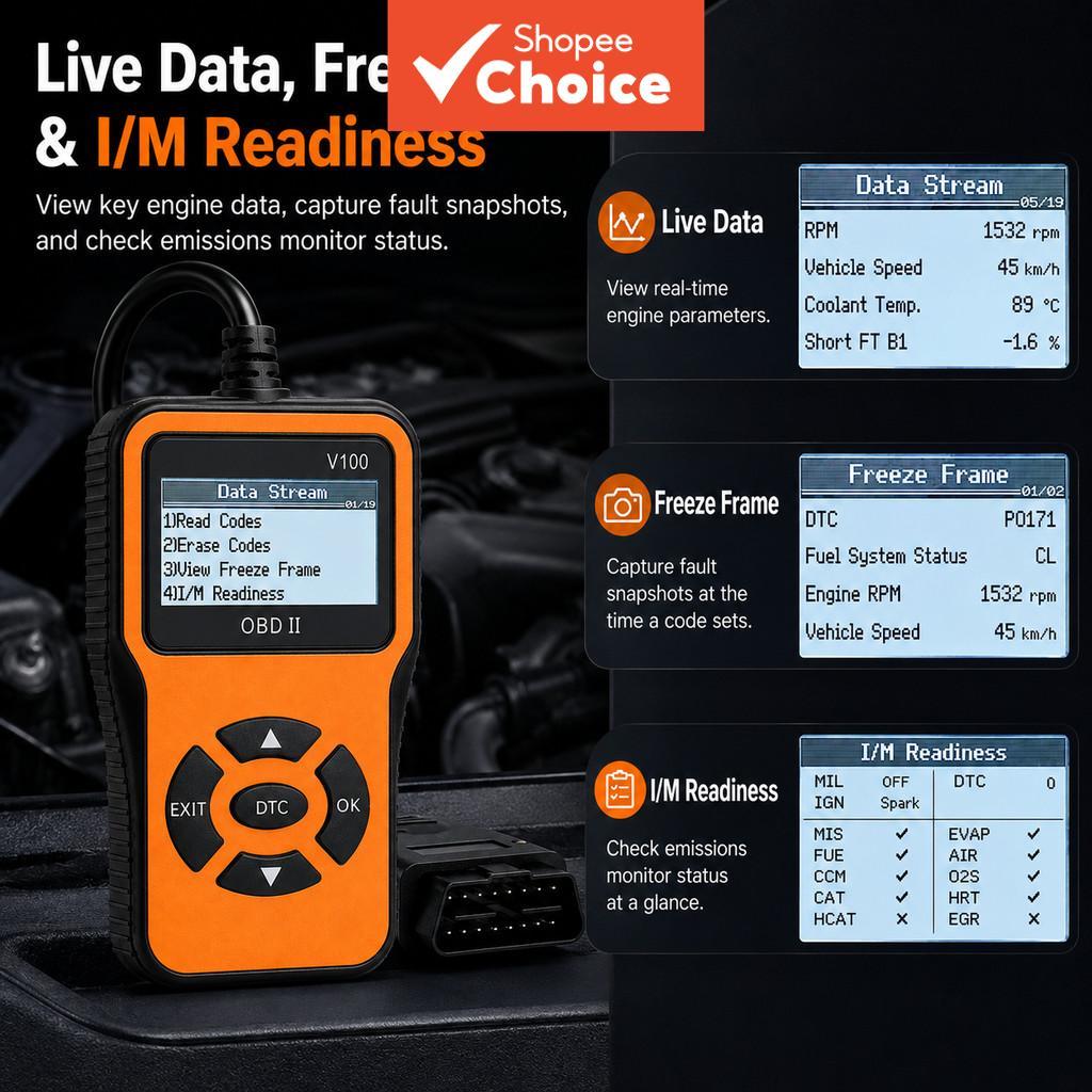 Portátil ‐ Obd2 Car Diagnóstico Scanner Auto Engine Code Reader Para-Veículo Rápido Mantenance Truble Checking Work