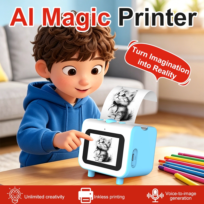 AI Crianças Impressora Térmica Voz Para Imagem Desenho Brinquedo Sem Tinta Portátil Máquina De Impressão Instantânea Tel