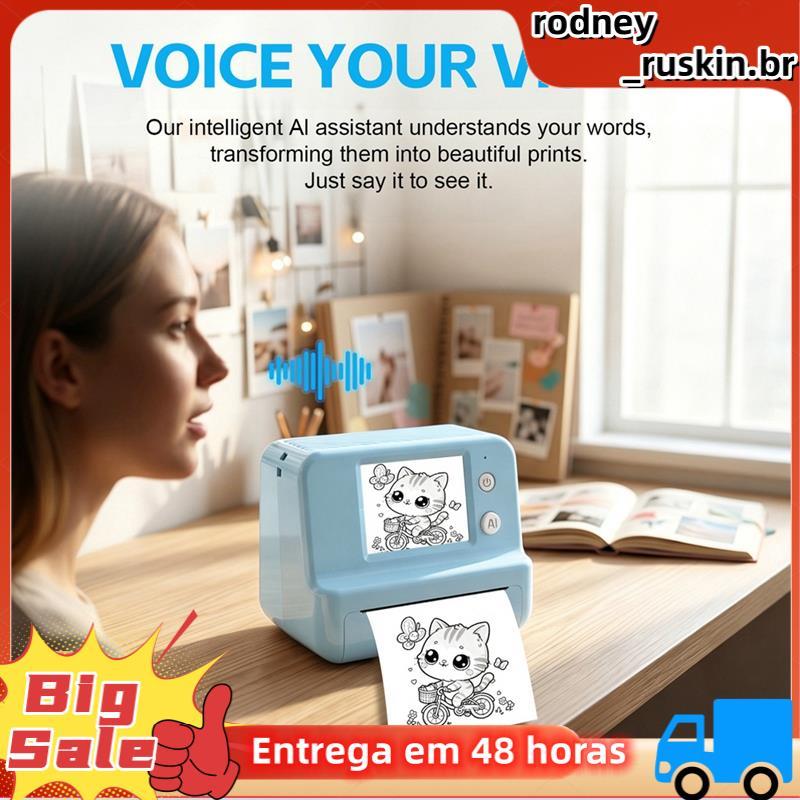 Impressora Inteligente De Etiquetas De Voz AI Para Crianças Térmicas Sem Tinta Portátil Com Tela De Exibição Brinquedos