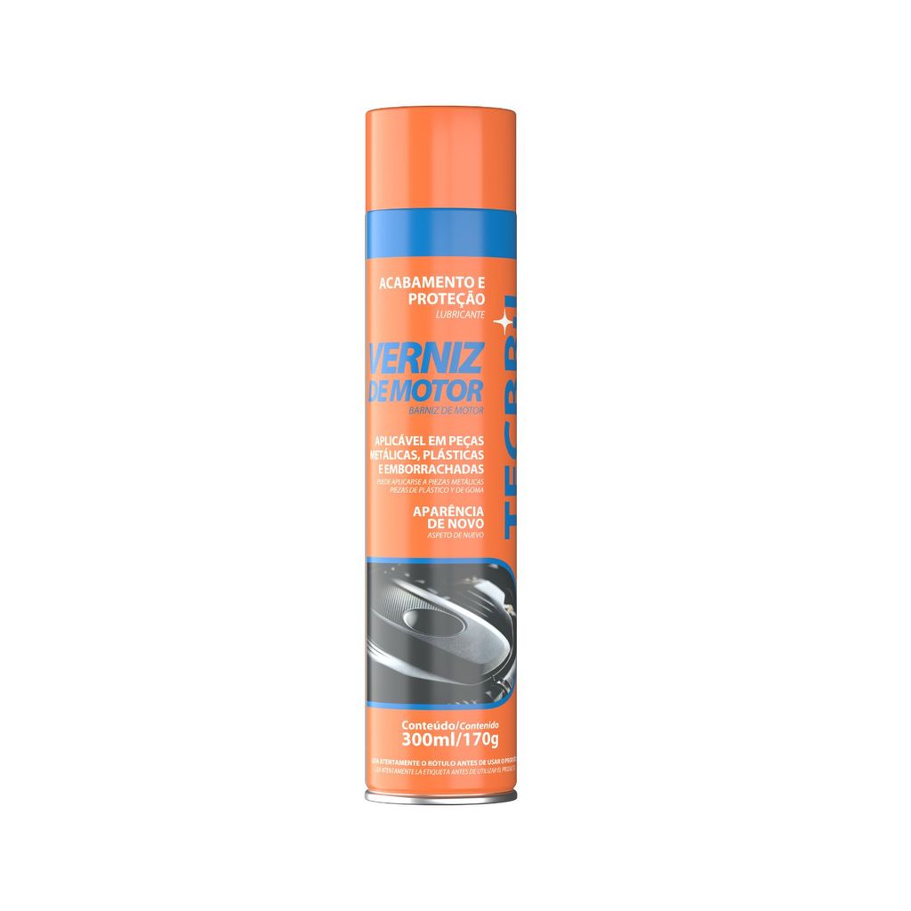 Verniz Motor Tecbril 300ml Spray Protetor Acabamento Brilhante Secagem Rápida Estética Automotiva Uso Profissional