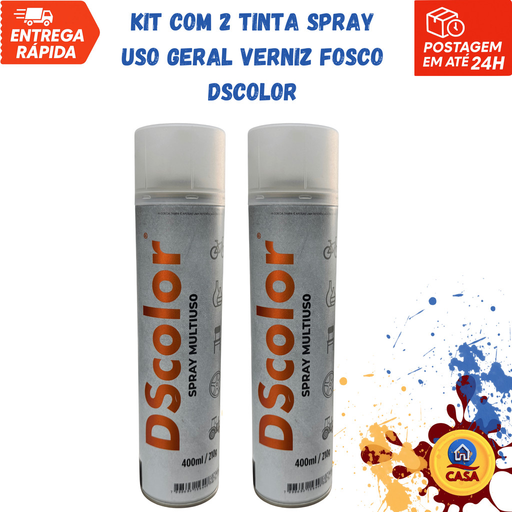 Tinta Spray Uso Geral Verniz Fosco DSColor - Kit com 2 unidades