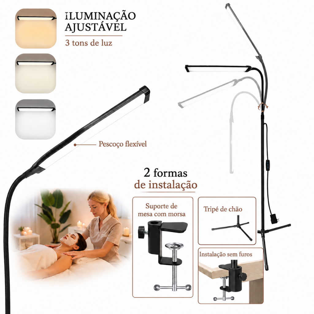 Floor Light with Led Power Supply 3 Color Temperature 5 Adjustable Brightness Level 360 Rotation