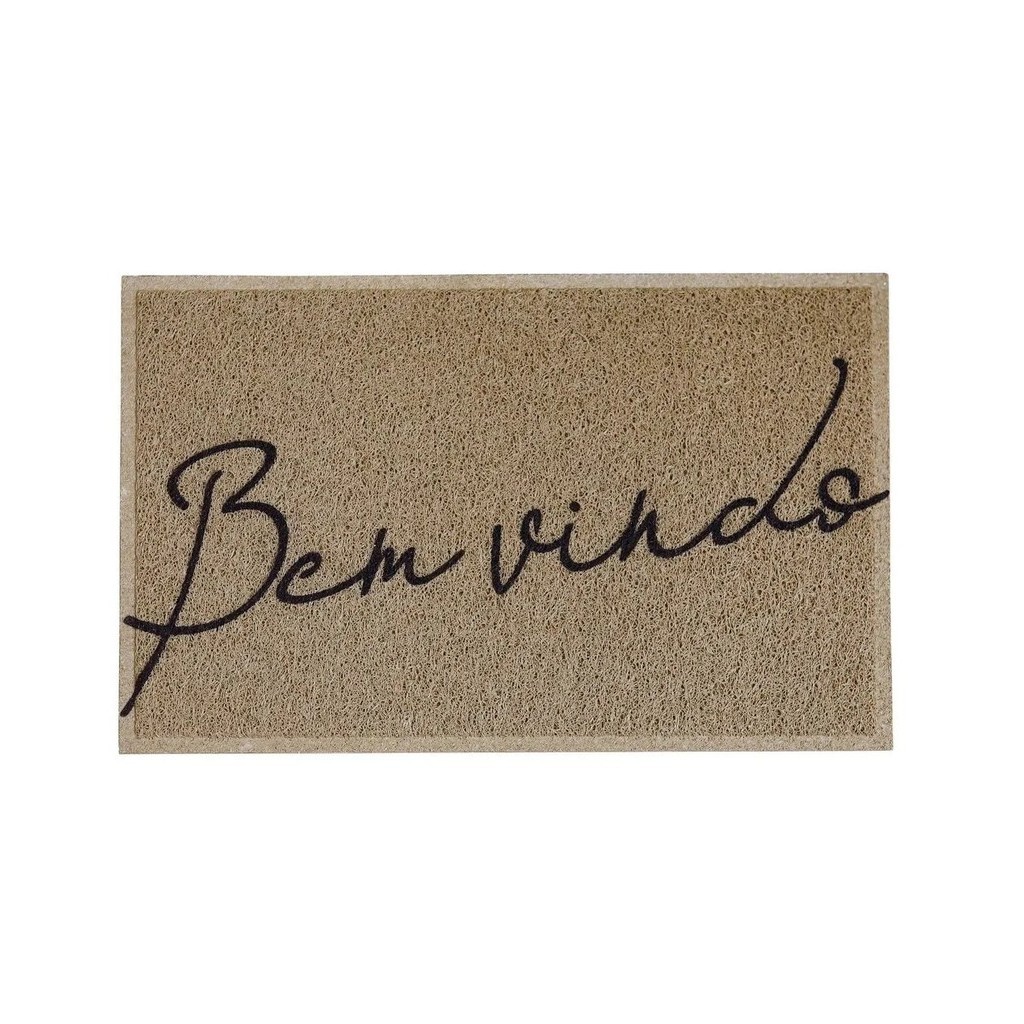 Tapete Capacho Vinil Light Bem Vindo Bege 40cm x 60cm - Kapazi