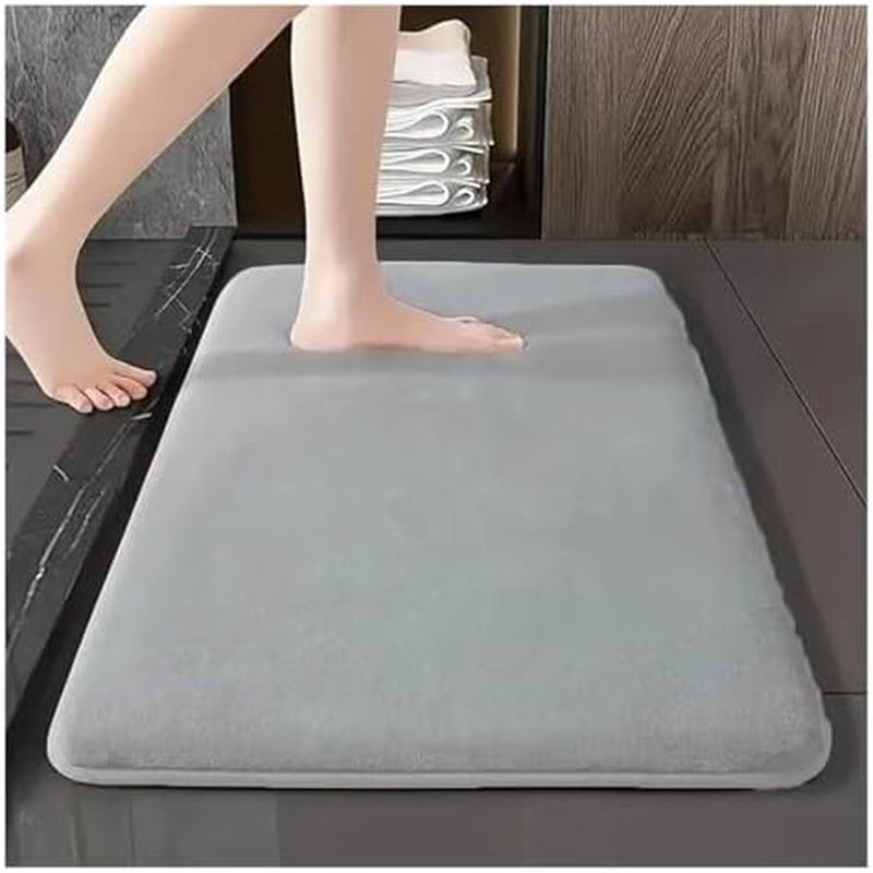 Non-Slip Absorbent Coral Velvet Bath Mat - Stylish Bathroom Door Rug for Home Decoration(Light Gray,50x80cm)
