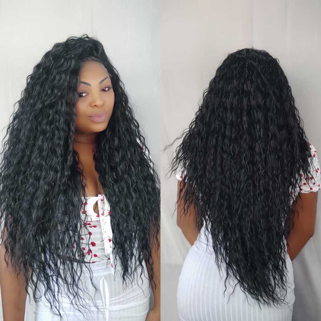 PERUCA LACE FRONTAL IMPORTADA CACHEADA COR PRETA REPARTIÇÃO LIVRE TELA HD 70 CM