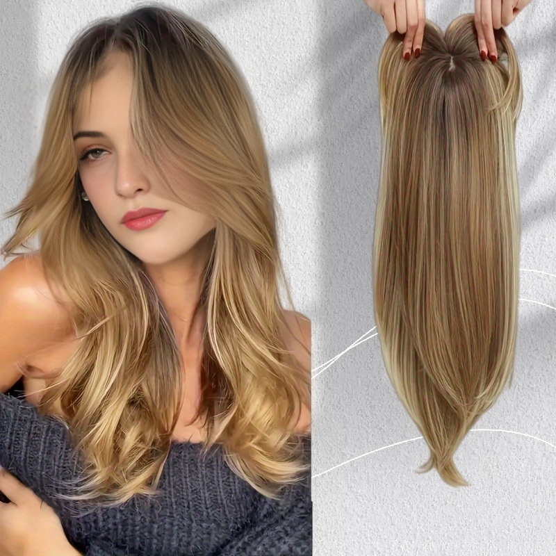 Cabelo humano Natural de simulação própria de renda frontal, peruca dourada de fibra química orgânica encaracolada